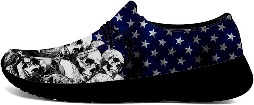 Men's Skull Loafers American Flag Slip-on Shoes Causal Shoes Gifts for Women Men
