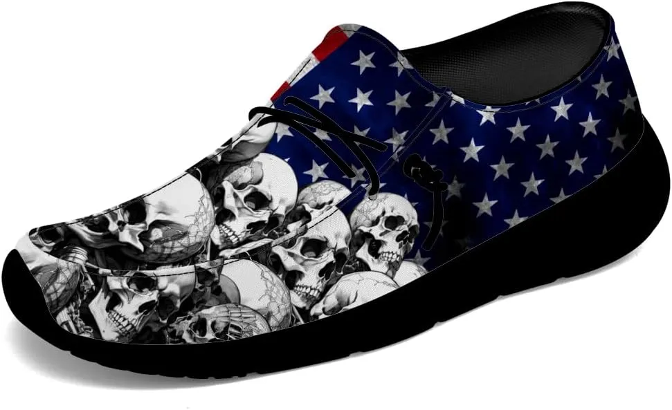 Men's Skull Loafers American Flag Slip-on Shoes Causal Shoes Gifts for Women Men