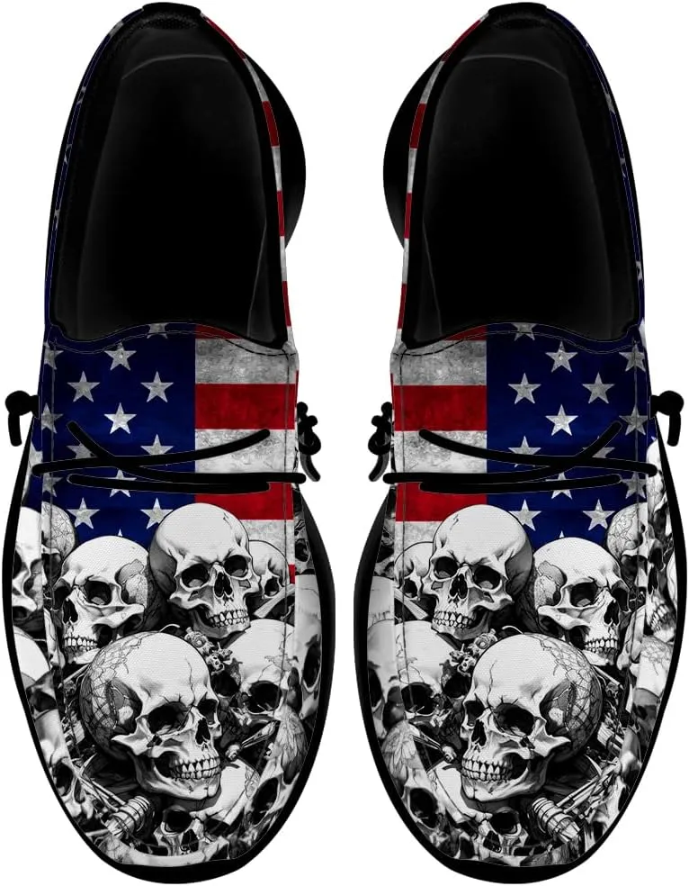 Men's Skull Loafers American Flag Slip-on Shoes Causal Shoes Gifts for Women Men