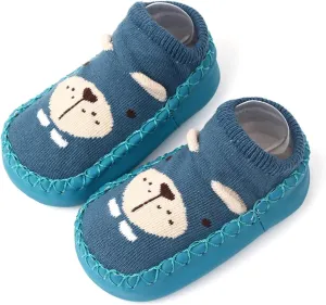 Newborn Baby Boy Girl Cozy Socks Shoes Non Slip Soft Sole Cartoon Animal Floor Socks Kids First Walking Shoes