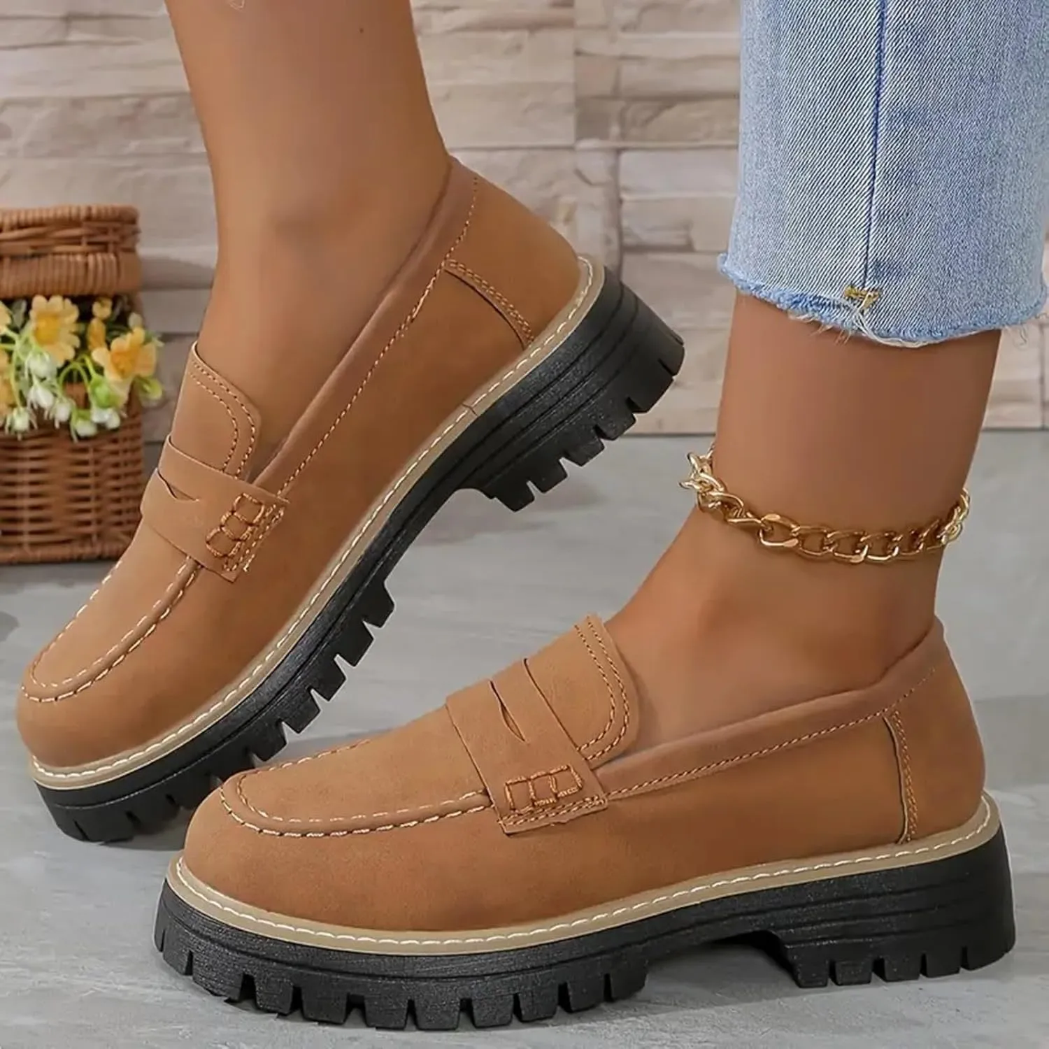 Orthoture-Orthopedic Platform Loafers Comfort Orthopedic Shoes, Womens Round Toe Walking Shoe, Slip on Shoes