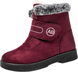 Snow Boots for Women Warm Fur Lined Ankle Boots Winter Comfy Flat Heel Booties Outdoor Waterproof Short Shoes