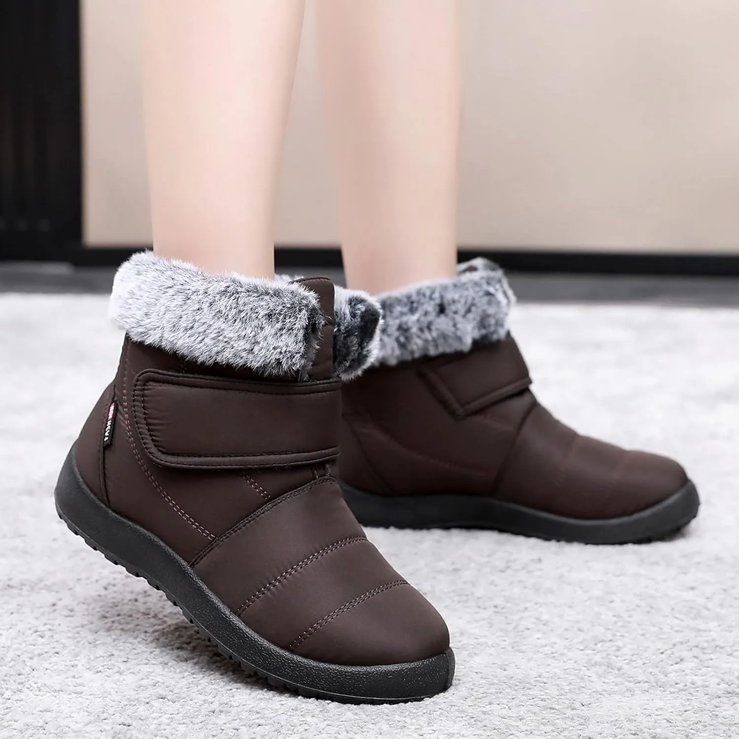 Snow Boots for Women Waterproof Winter Boots Non Slip Warm Fur Booties Winter Warm Outdoor Ankle Boots Comfortable Winter Shoes Trekking Shoes