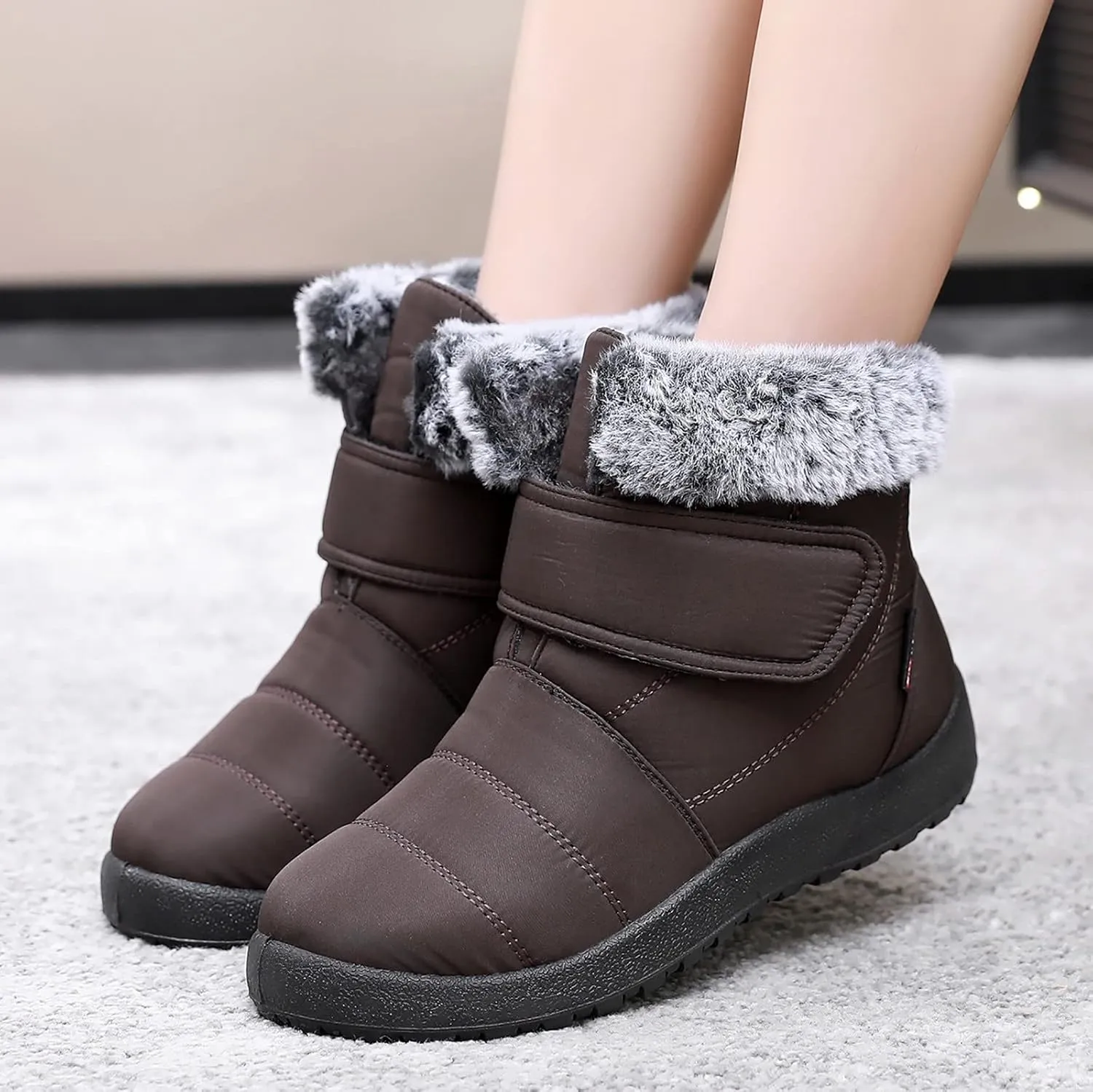 Snow Boots for Women Waterproof Winter Boots Non Slip Warm Fur Booties Winter Warm Outdoor Ankle Boots Comfortable Winter Shoes Trekking Shoes