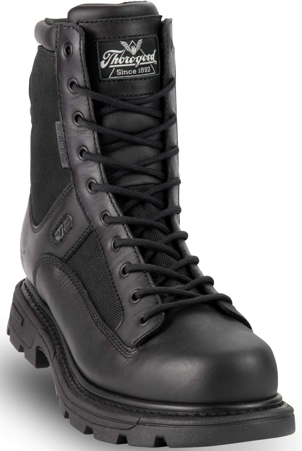 Thorogood GEN-Flex2 8 Side-Zip Waterproof Black Tactical Boots for Men and Women - Lightweight Leather and Nylon with Slip-Resistant Outsole; EH Rated