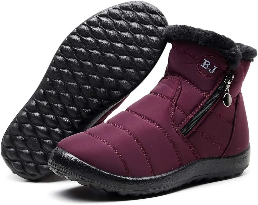 Women Snow Boots Waterproof Winter Boots Non Slip Fur Lined Booties Casual Slip on Ankle Boots Comfortable Winter Shoes Trekking Shoes