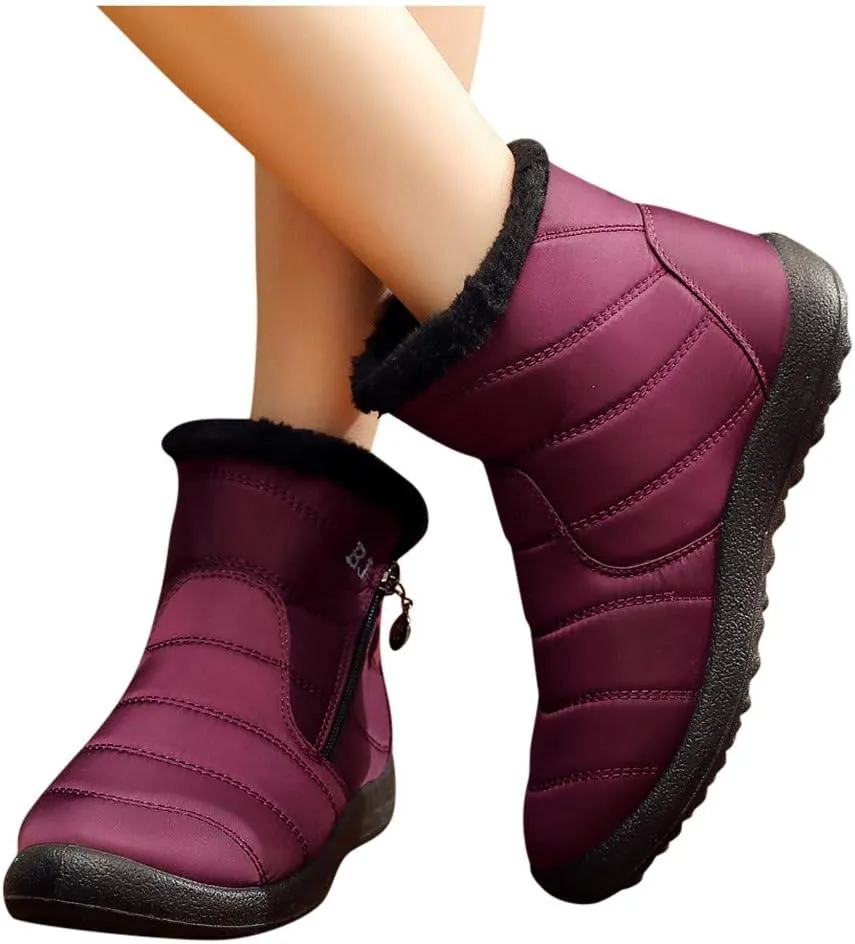 Women Snow Boots Waterproof Winter Boots Non Slip Fur Lined Booties Casual Slip on Ankle Boots Comfortable Winter Shoes Trekking Shoes