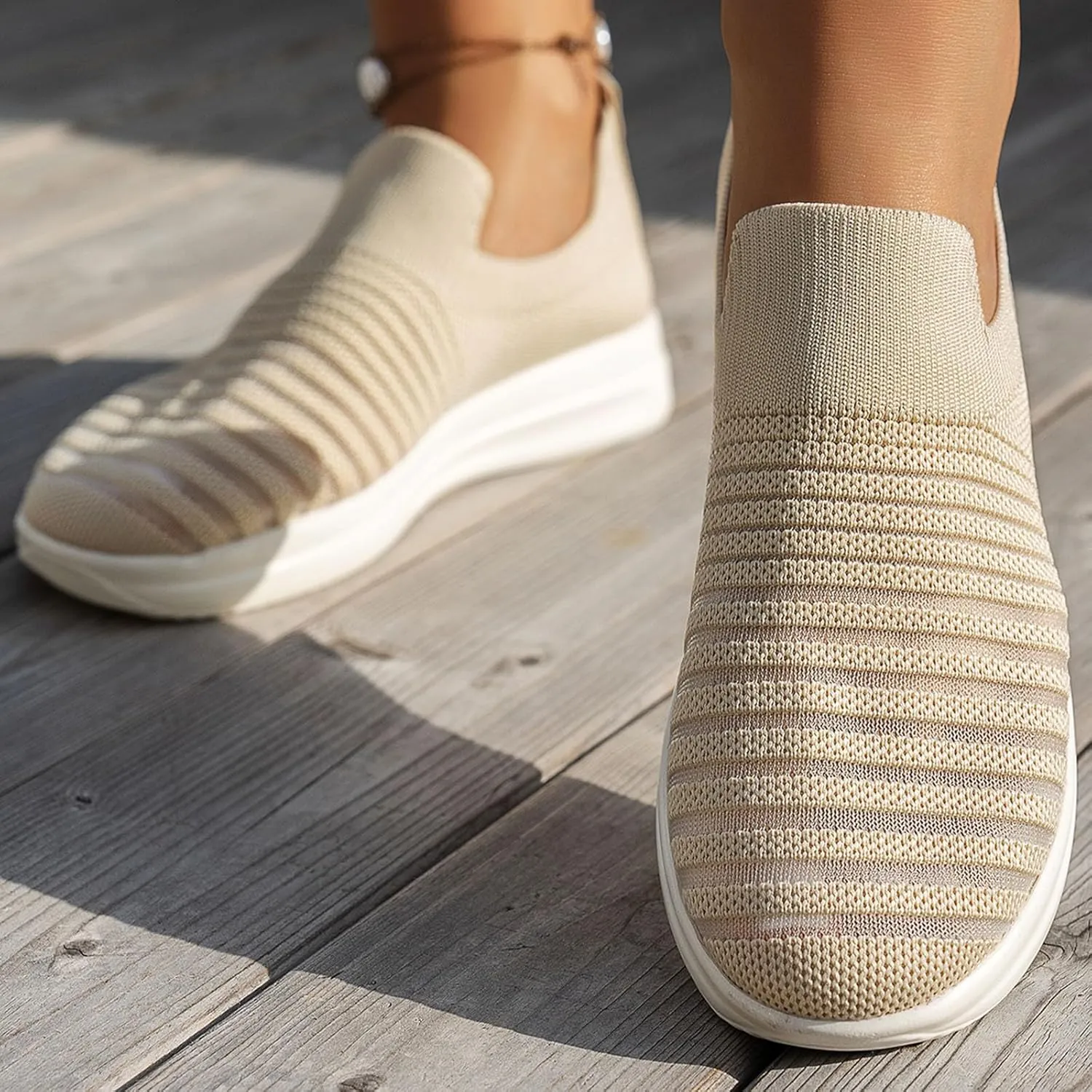 Women's Casual Slip On Shoes Low Heel Comfortable Arch Support Breathable Summer Wedges for Walking Outdoor Travel