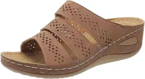 Women's Comfortable Open Toe Slip On Wedge Sandals for Summer Outdoor Walking Party and Leisure