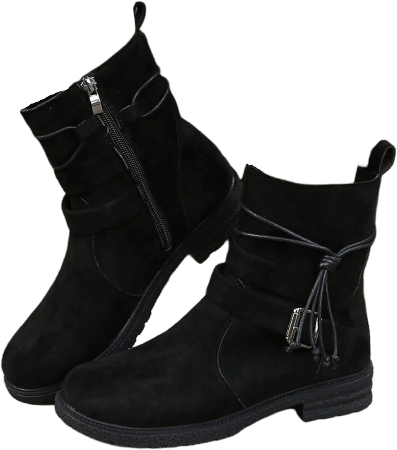 Womens Dress Bo_ots Low He_el Comfortable Mid_Calf Riding Winter bo_ots Motorcycle Combat Military Biker Ankle bo_oties