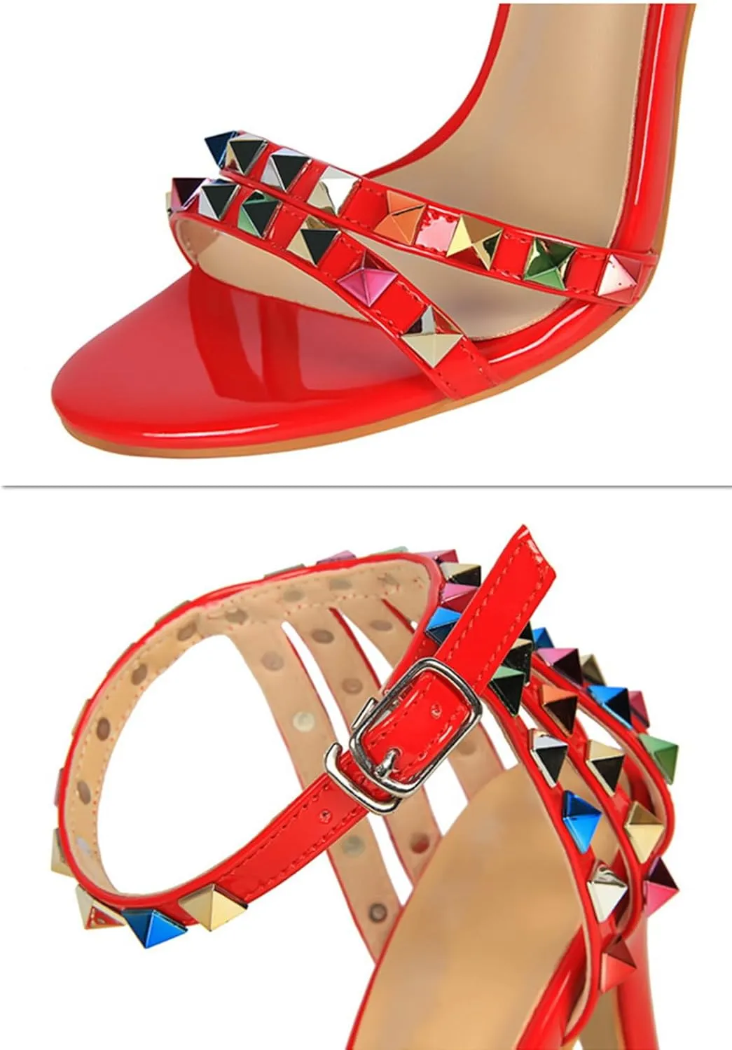 Women's Heeled Sandals Fashion Stilettos Open Shallow Mouthed Heels Sexy Nightclub Comfort Hollowed Out Strappy Dress Shoes Wedding Bridal Pumps Rivet Cutout Sandals