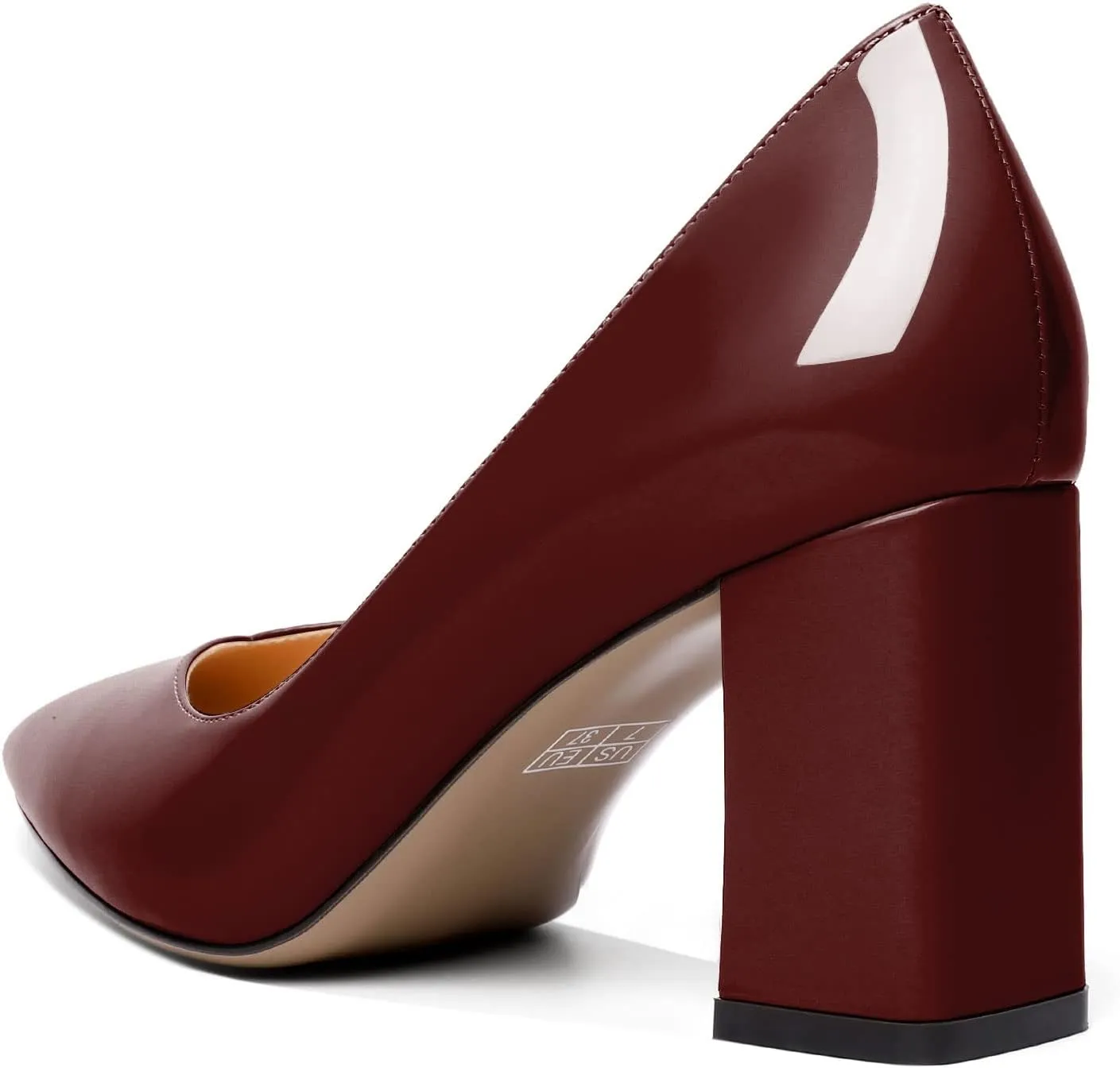 Zamikoo Women Chunky Heel Pumps Block High Heel Slip On Closed Pointed Toe Dress Pumps for Work Casual Daily Life Party Dress