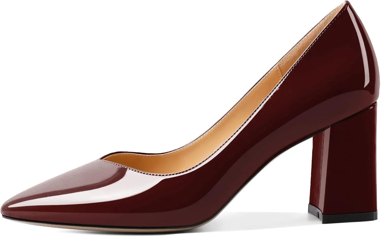 Zamikoo Women Chunky Heel Pumps Block High Heel Slip On Closed Pointed Toe Dress Pumps for Work Casual Daily Life Party Dress