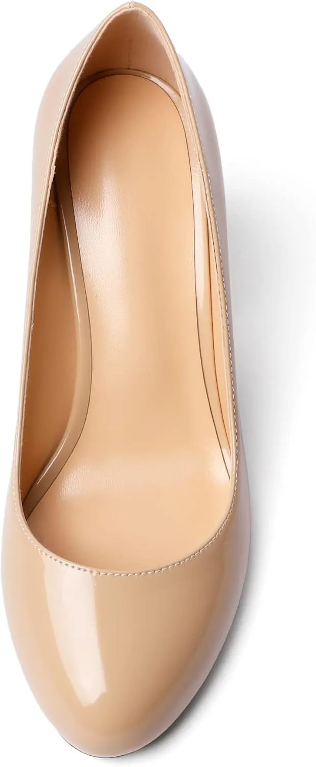 Zamikoo Women Chunky Heel Pumps Block High Heel Slip On Closed Round Toe Dress Pumps for Work Casual Daily Life Party Dress
